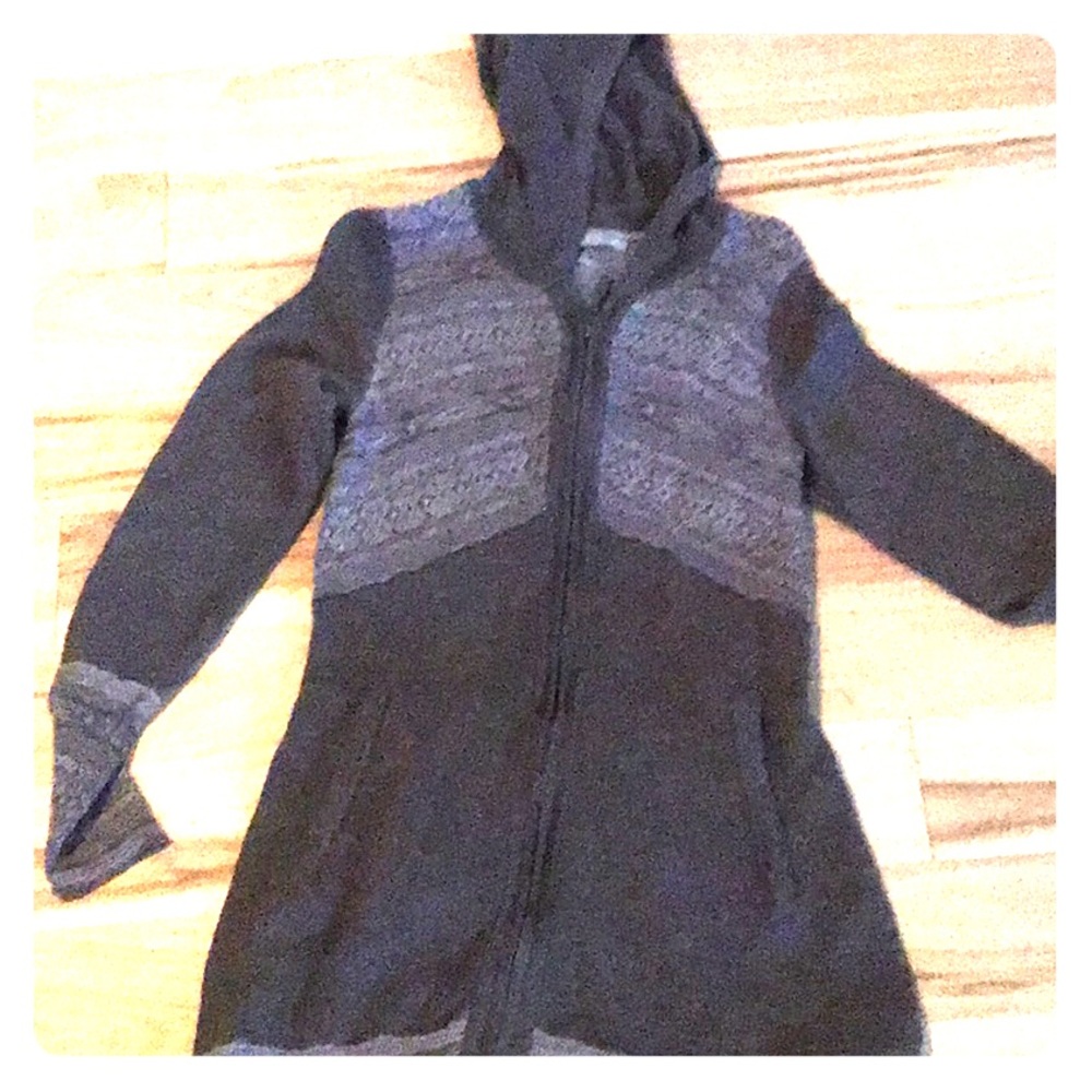 Long zip up sweater dress with hood